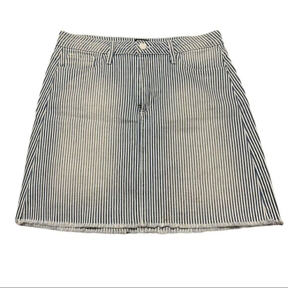 Just Black Denim Striped Mini-Skirt In Blue and White - Picture 1 of 5